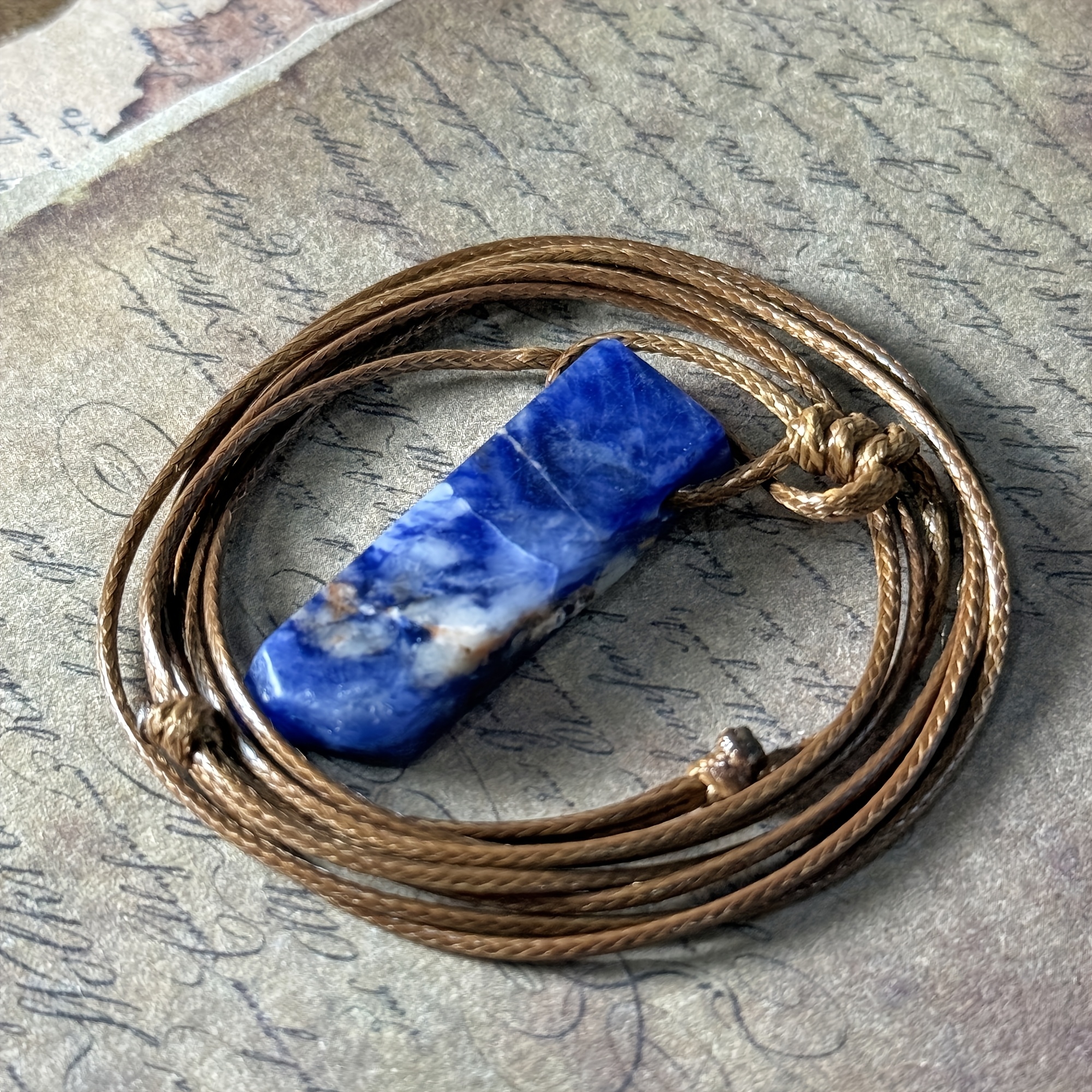 Women's Handcrafted Bohemian Natural Blue-Veined Stone Necklace
